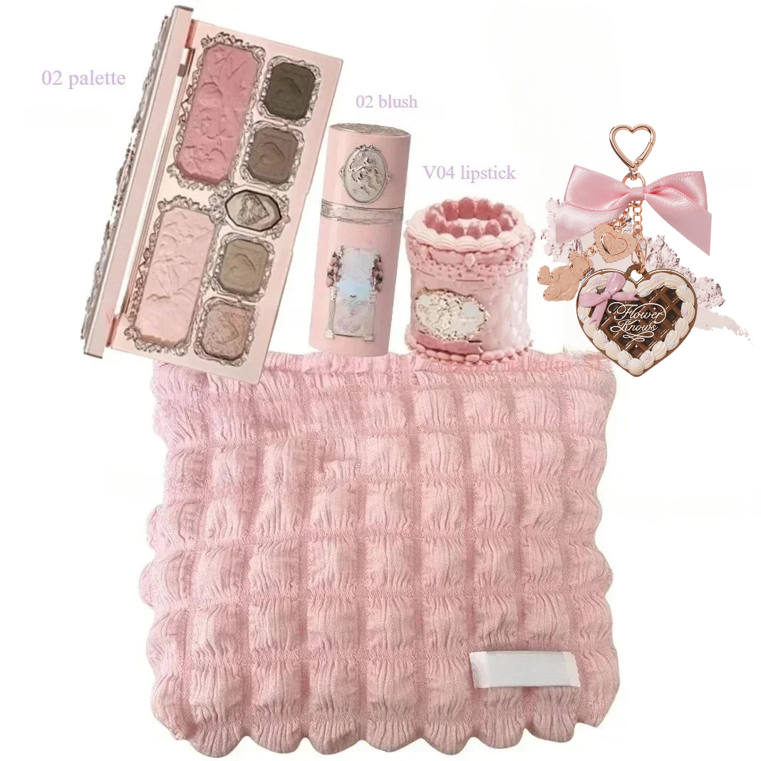 Flower Know Strawberry Cupid Makeup Gif Box Eyeshadow Liquid Cheeks Red Lips Clay Powder 9pcs/ set