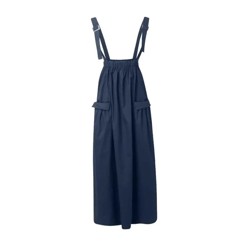 Thời Trang Nữ Suspender Đầm Dây Dài Túi Lớn Và Trên Đầu Gối Túi Dây Midi Váy Đầm Cho Nữ Áo Dây femme