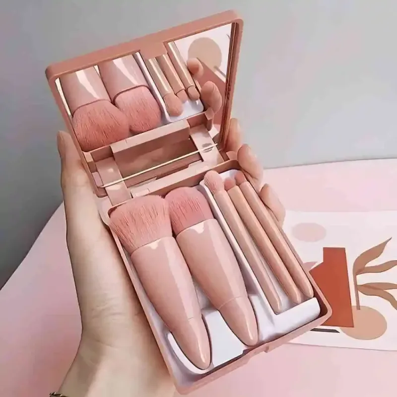 5pcs Mini Makeup Brushes Small Function Kit Complete Cosmetic Brushes With Case And Mirror Travel Size Makeup Brushes Set — image 2