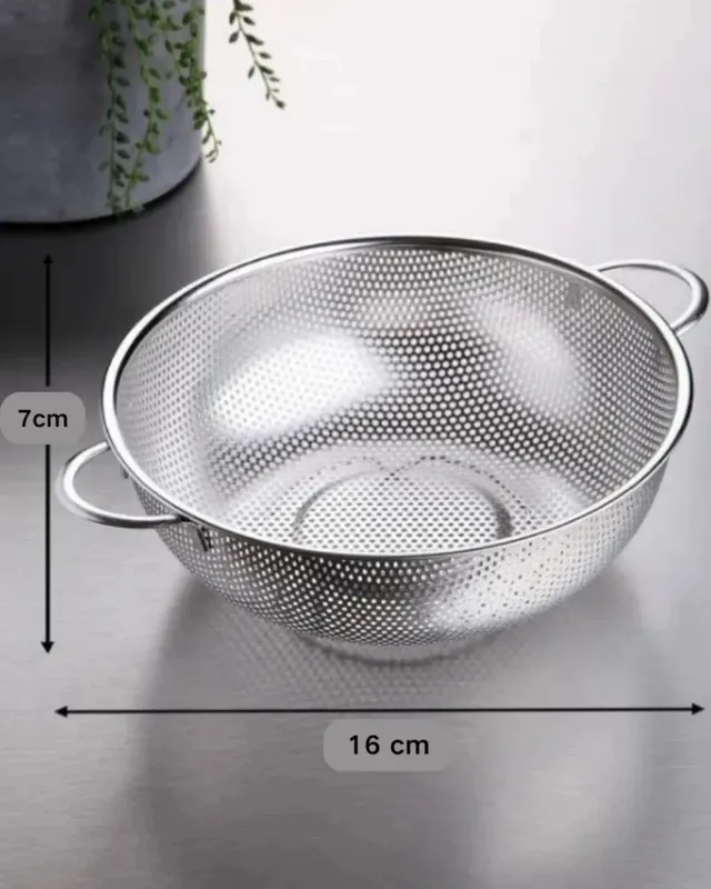 16/19/22/31CM All Purpose Stainless Steel Fine Mesh Strainer Net Baskets with Handles Resting Base Colander Set Kitchen Supplies — image 6