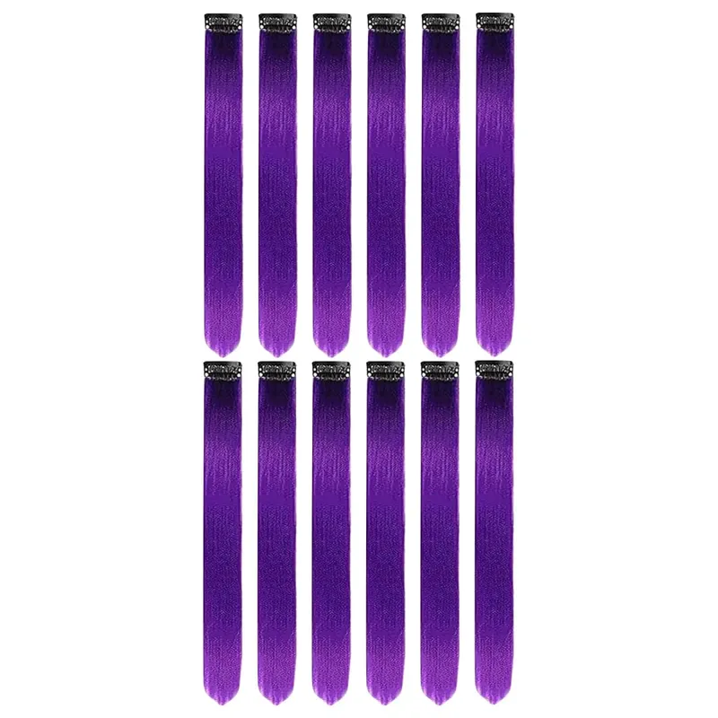 Clip in Hair Extensions Colored Party Highlights 22 inches 6pcs/pack Multi-colors Straight Hair Synthetic Hairpieces Royal Blue