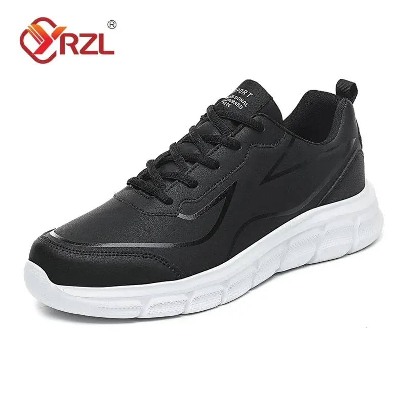 Black Running Shoes Leather Waterproof Athletic Sneakers Men Wear-resistant Men Walking Sport Shoes Comfortable Men Shoes — image 7