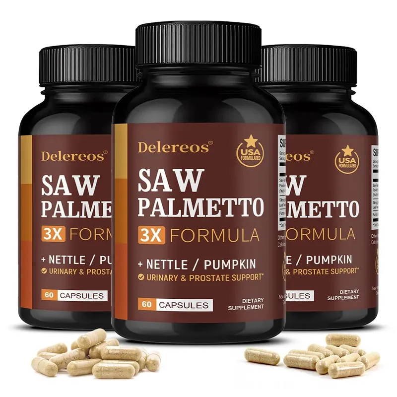Saw Palmetto Supplement | Nettle & Pumpkin Seed Oil Capsules for Potent 3X Formula Prostate & Bladder Support for Men