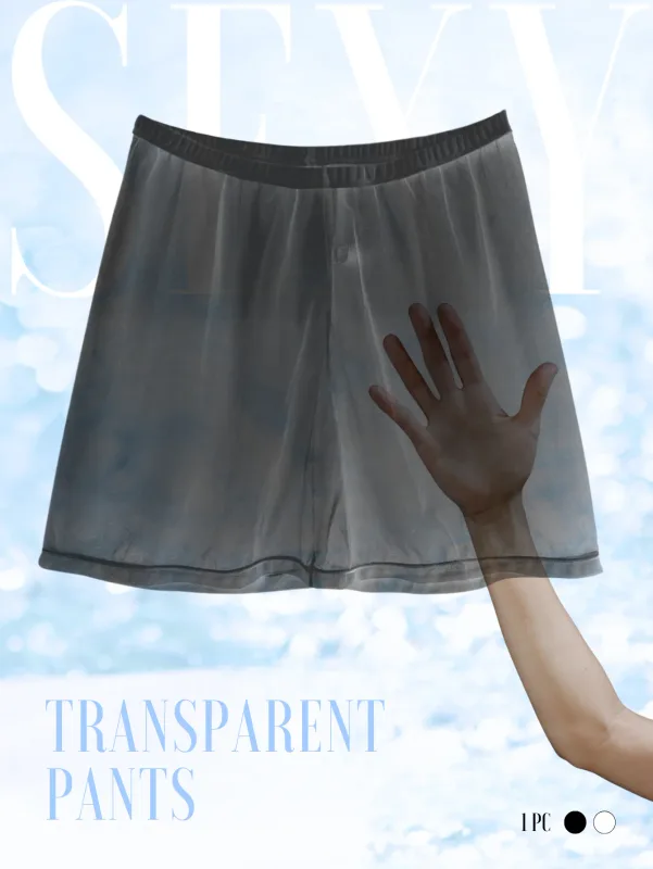 1Pc Sexy Sheer Mesh Mannen Ondergoed Modieuze Zachte Transparante Thuis Loose Fit Boksbroek Slaap Shorts Nachtkleding Pyjamabroek