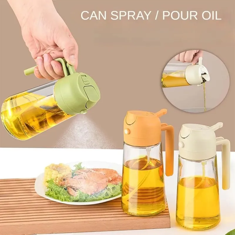1-4Pcs 500ml 2in1 Oil Sprayer Plastic Cooking Olive Oil Sprayer Baking Oil Spray for Kitchen Air Fryer Baking Salad Grilling BBQ