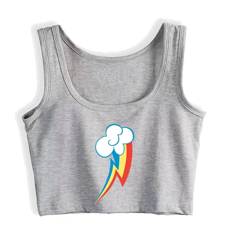 Rainbow Dash Graphics Cutie Sexy Slim Crop Top Street Fashion Funny Rock Tank Tops Girl' Cotton Sports Fitness Training Camisole