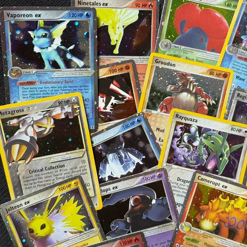 บัตรพร็อกซี โฮโลแกรม Emerald Cacturne Rayquaza ตำนานที่ซ่อนอยู่ Kyogre Crystal Guardians Alakazam Star Flareon Metagross