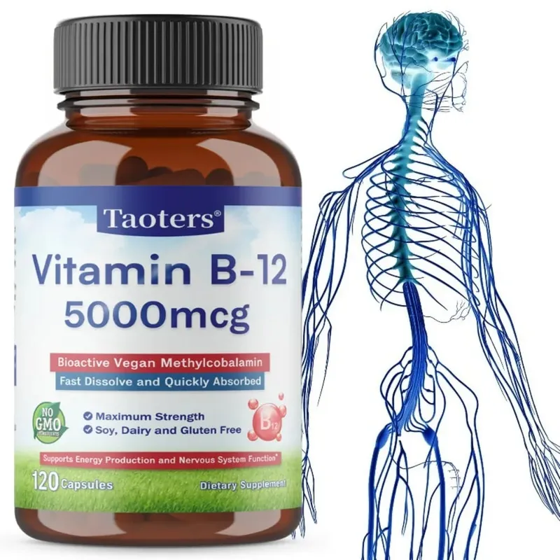 Vitamin B12 5000 Mcg - Supports Heart Health Nervous System Promotes Metabolism Increases Energy Levels Relieves Fatigue