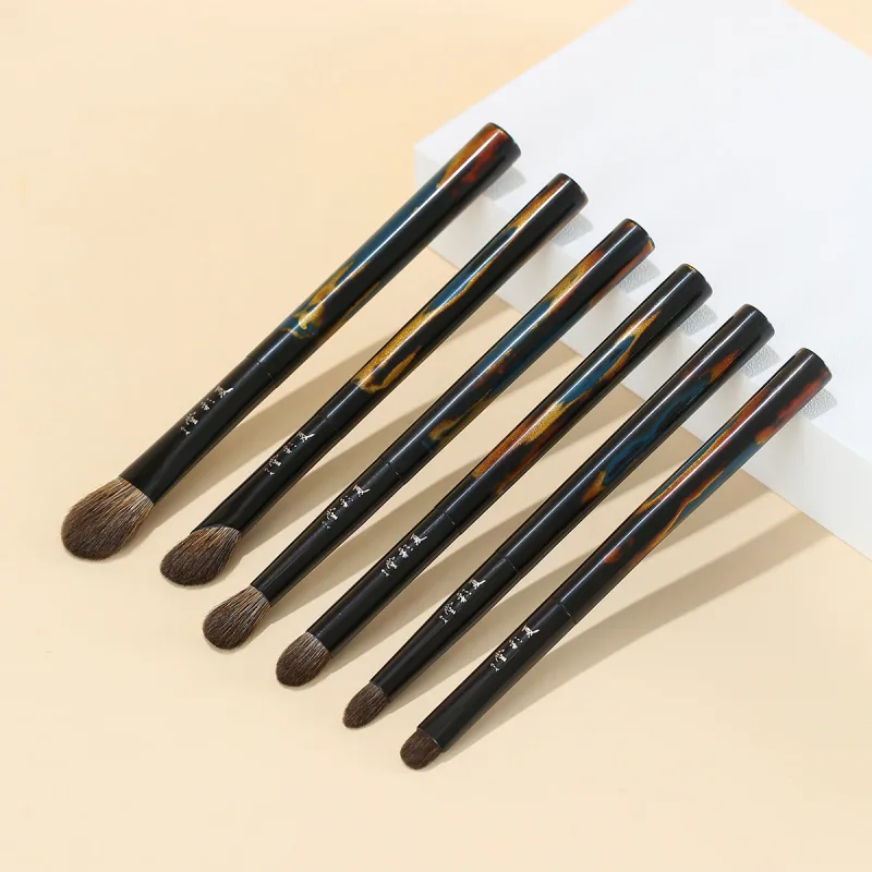 Soft Mixed Sable Lynx Goat Hair Hand Crafted Makeup Brush Eye Shadow Blending Brush Luxury Chinese Lacquer Handle Makeup Brushes