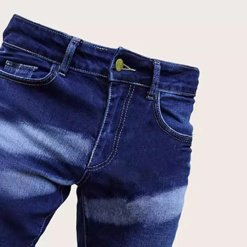 Men Denim Jeans Pencil Pant Vintage Slim Fit High Waist Frayed Hole Wash Trousers Y2k Streetwear Splice Work Casual 2026 Spring — image 4