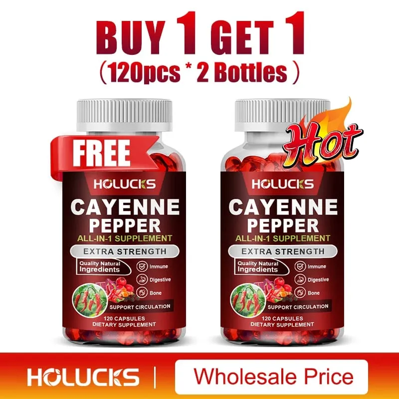 Cayenne Pepper Capsules with Vitamin D3 K2 Blood Circulation Promote Digestion Boost Metabolism Support Joint Bone Health