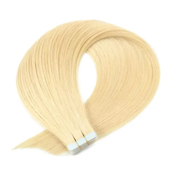 Tape In Human Hair Extensions Remy Virgin Hair Adhesive PU Straight Hai Extensions Skin Weft #60 Blonde 28 30INCH Hair For Women