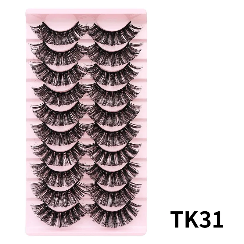 10 Pairs Russian DD Curl Bulk Fluffy Strip Lashes Natural Soft False Eyelashes Reusable Handmade Eye Lashes for Daily&Party