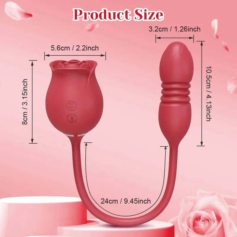 Rose-Sucking Thrusting Dildo Vibrator for Women Nipple Clit Stimulator Vibrating Egg Tongue Licking Clitoris Sucker Sex Toys