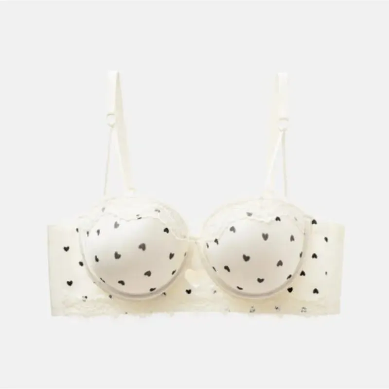 Set Celana Dalam Bra Renda Hati Manis Kawaii Koleksi Samping Payudara Kecil Push Up Pakaian Dalam Wanita Nyaman Anti Kendur Lingerie Ukuran 32-38 — image 6
