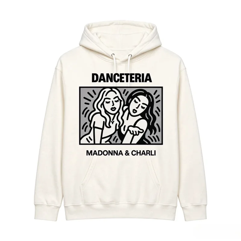 2026 Madonna Charli XCX Danceteria Hoodie Line Art Grafische Print Unisex Pullover Hoody Popmuziek Fan Casual Tops