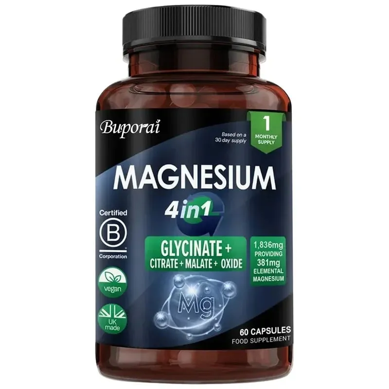 Magnesium 4-in-1 Complex - Supports The Nervous System Promotes Healthy Sleep and Muscle Relaxation and Relieves Stress
