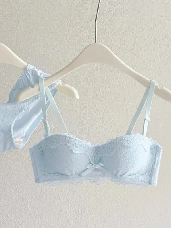 Set di lingerie sexy in pizzo push up imbottito spesso per il seno piccolo che migliora il modellamento del reggiseno a mezza coppa nascosto intimo intimo