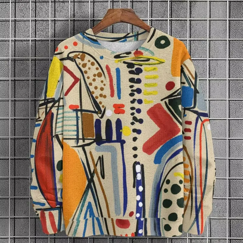 สำหรับผู้ชาย กราฟฟิค เสื้อเชิ้ตสำหรับผู้ชาย กราฟฟิตี้ เสื้อสวมหัว เสื้อแขนยาว คอกลม แฟชั่น ทุกวัน ไม่เป็นทางการ วันหยุด วันหยุด ใหม่