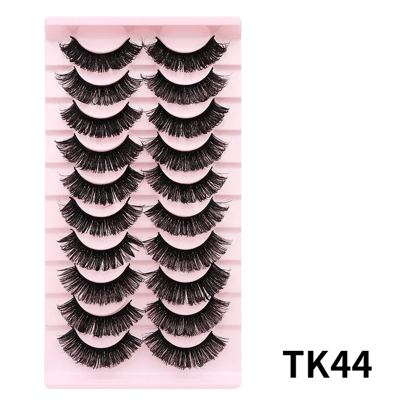 10 Pairs Russian DD Curl Bulk Fluffy Strip Lashes Natural Soft False Eyelashes Reusable Handmade Eye Lashes for Daily&Party