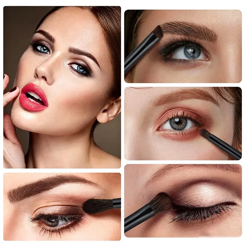 Eye Makeup Brush Set 6 Pcs Professional Blending Eyeshadow Makeup Brushes for Concealer Eyebrows Eyeliner Soft Hairs & Wood Ha