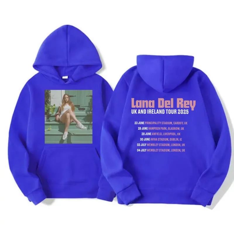 Lana Del Rey UK & Ireland Tour 2025 Grafiska Hoodies Herr Kvinnor Mode Estetisk Casual Pullovers Långärmade Huvtröjor — image 12
