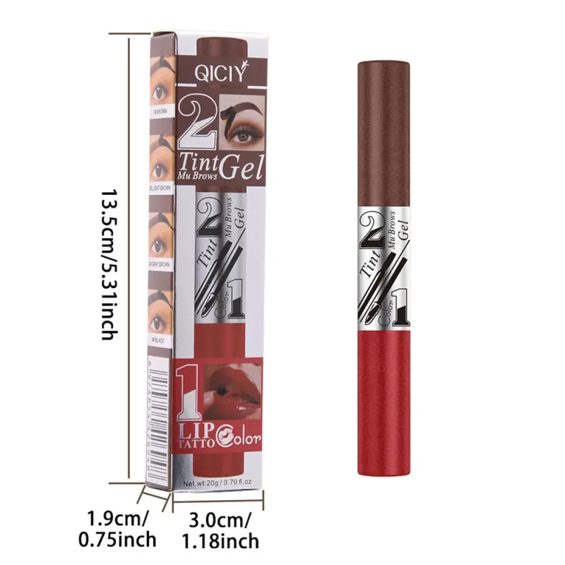 2in1 Lipstick Eyebrow Cream Double-Headed Tearable Lip Gloss Sexy Smooth Contour Waterproof Long-Lasting Lips Lipgloss Makeup