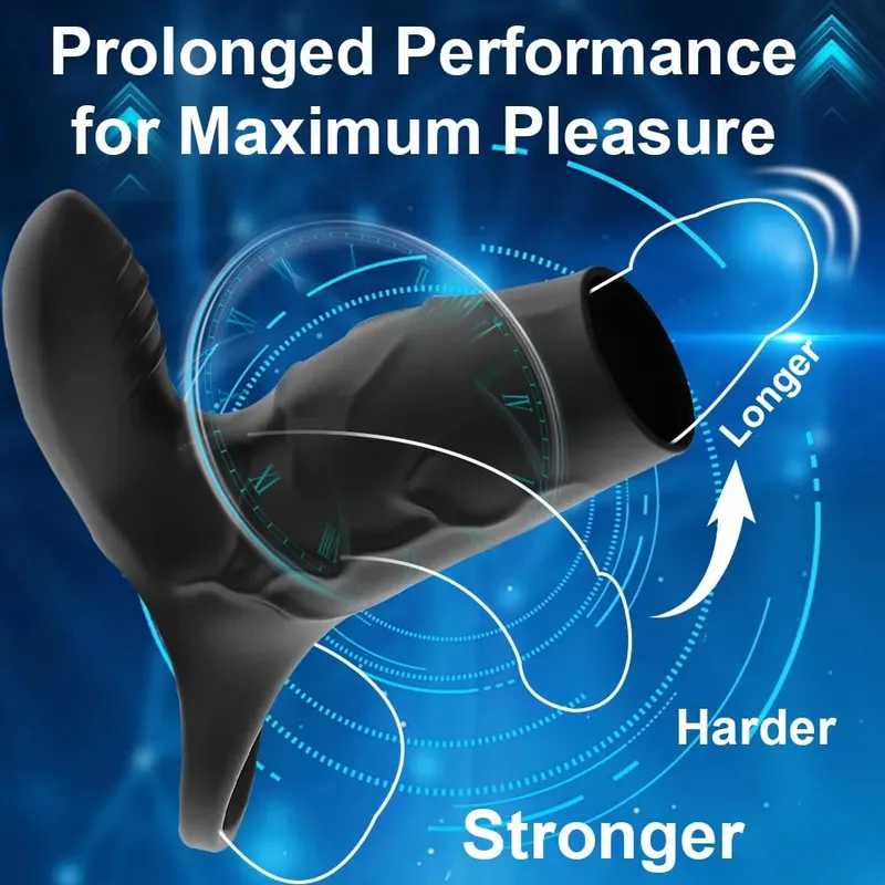 Vibrating Penis Sleeve 10 Modes Cock Ring G Spot Stimulate Vibrator Sex Toys for Men Penis Delay Ejaculation Erection Trainer 18