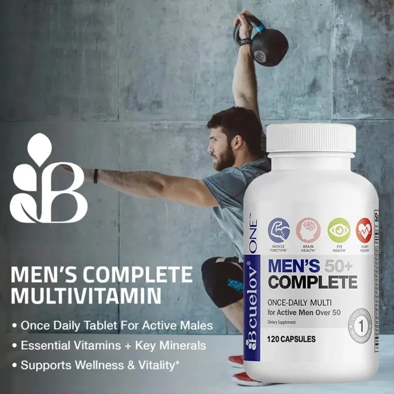 Men's Multivitamin for 50+ - High Potency Formula for Brain Eye & Heart Health for Brain Eye & Heart Health 120 Capsules
