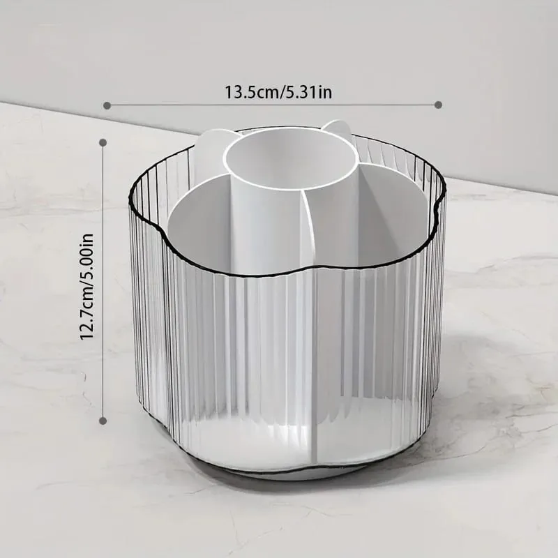 360° Rotating Makeup Brush Holder Detachable 6 Grids Cosmetics Storage Box Round Revolving Makeup Brushes Tools Organizer Box
