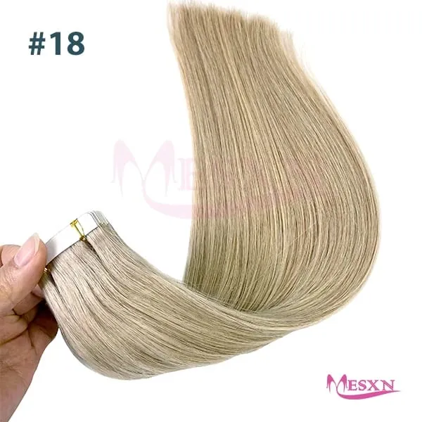 High Quality Straight Tape In Human Hair Extensions 100% Natural Hair Extension Brown Blonde Invisible 613 For Salon