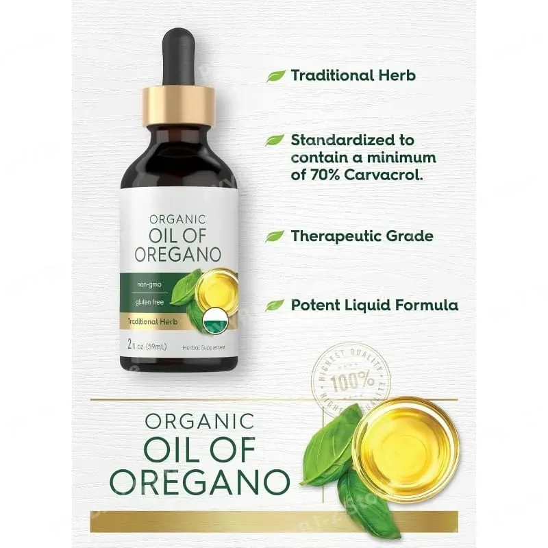 Huile d'origan biologique, gouttes liquides, supplément végétalien à base de plantes, santé, sans OGM, sans gluten, soutien nutritionnel quotidien, 60 ml par bouteille