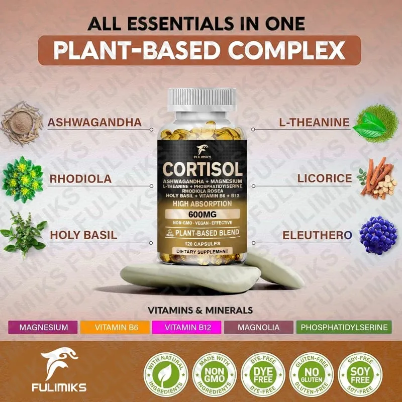 Kortyzol Suplement Święta Bazylia | Ashwaganda | Rhodiola | L-teanina Równowaga hormonalna na bazie roślin – koncentracja nastroju i wsparcie snu — image 5