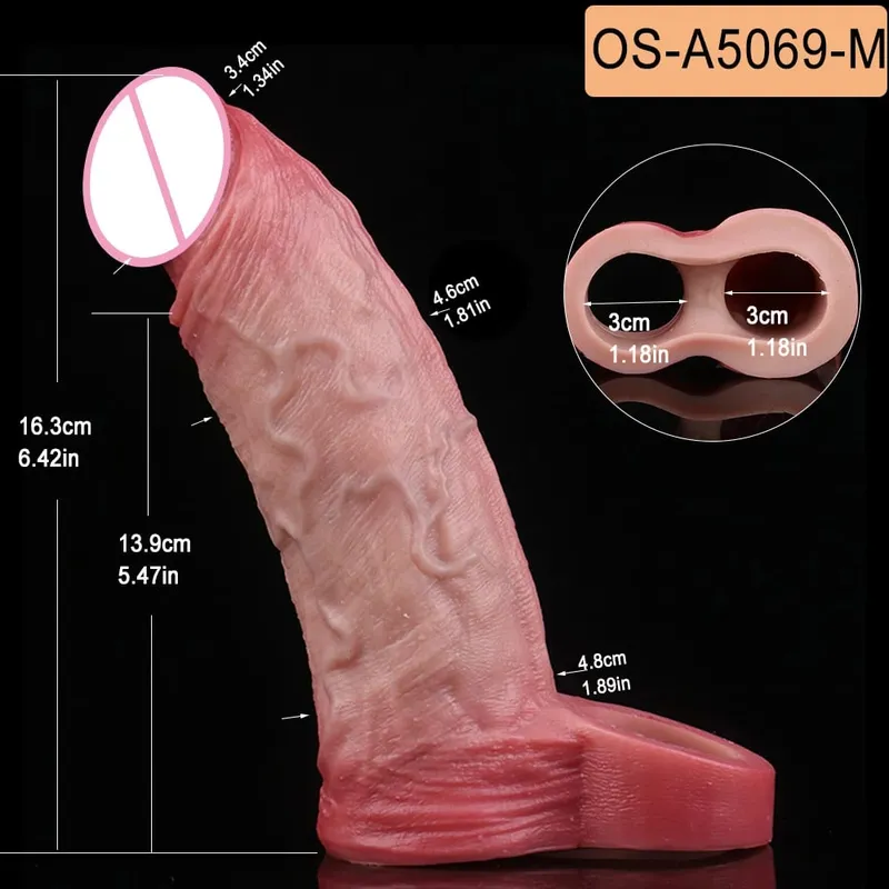 Close Head Realistic Penis Sleeve Sex Toys for Men Delay Ejaculation Dick Extender For Couples Sex Pleasure Sexshop