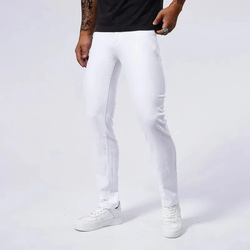 Men's White Casual Jeans New Denim Pants Comfortable Fashion Stretch Slim Fit Straight Trousers Male Clothing Streetwear