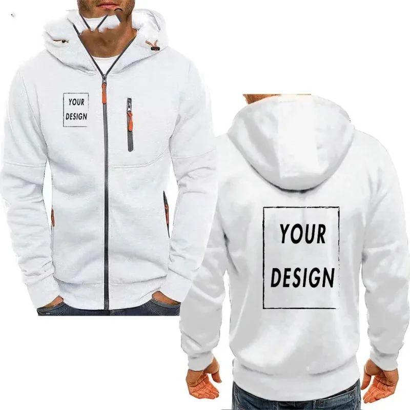 Men's Hooded Jacket with Pocket Zipper Customized Image Text with Personalized Logo Casual Sports Streetwear Men's Wool Sweat