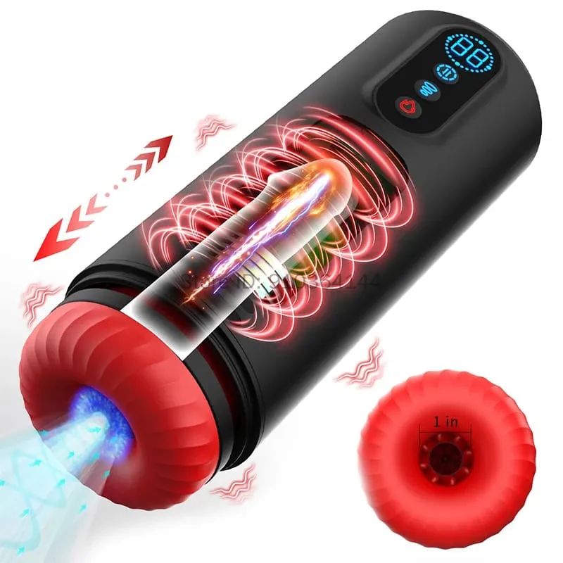 Automatic Telescopic Sucking Heating Male Masturbator Realistic Penis Pump Pocket Pussy 9 Vibrating Sex Machine Sex Toys for Men — image 1