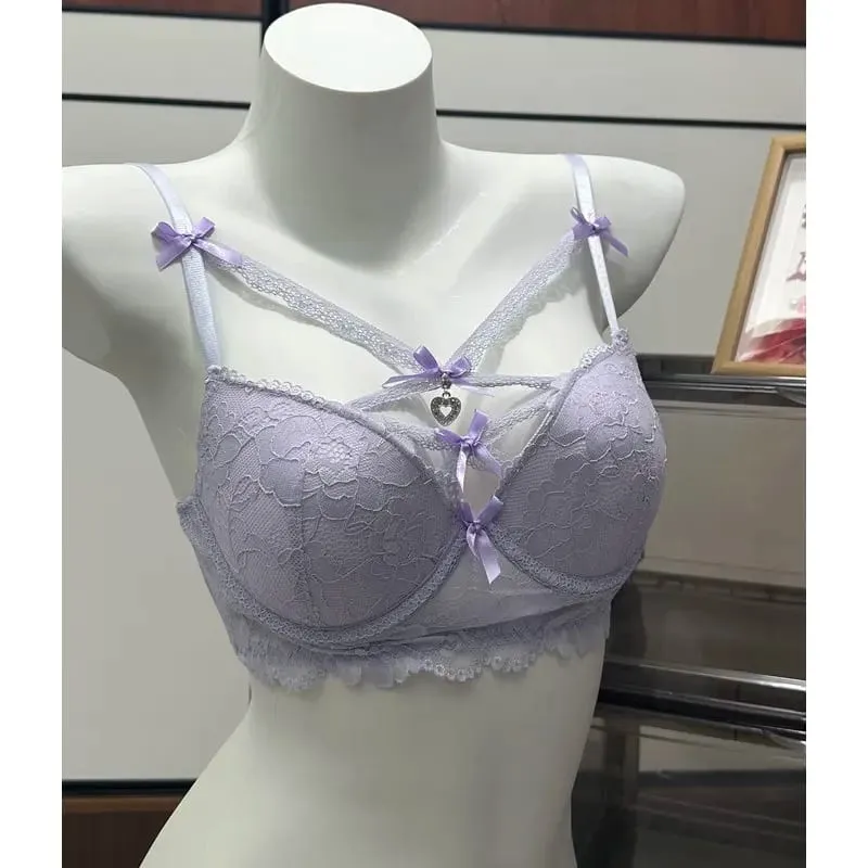 Magic Bust Boost Reggiseno in pizzo Decorazione con pendente a cuore Allure sexy Intimo donna Push‑Up Lingerie S‑XL Taglia 32‑38AB Coppe