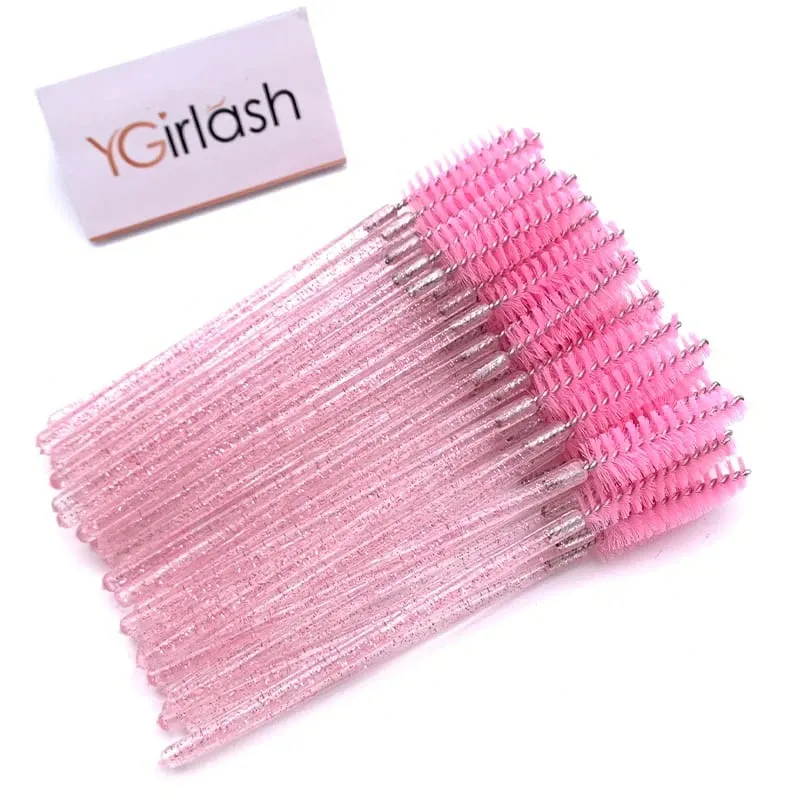 YGirlash 50 個ラッシュ白鳥クリスタルまつげアプリケーター使い捨てダイヤモンドハンドルナイロンマスカラワンドブラシ化粧品ツール