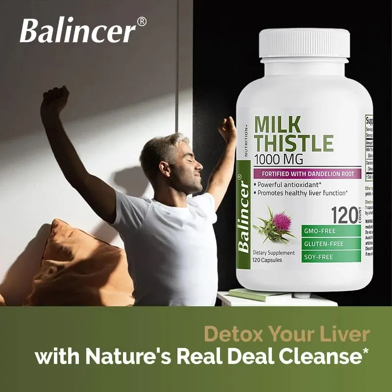 Natural Milk Thistle Supplement - Detoxifying and Cleansing for Men and Women Liver Health and Supports Liver Function