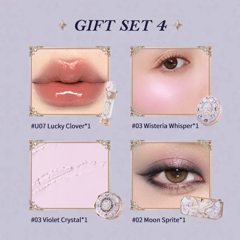 [NEW]Flower Knows Knight Unicorn Collection Gift Set includes makeup palette+lipstick+blush+loose setting powder