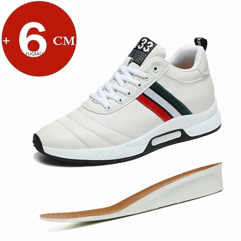Men Leather Elevator Shoes Chunky Casual Sneakers Height Increase Insoles 6CM Heightening Shoes Tall Lift Sports Shoes — image 1