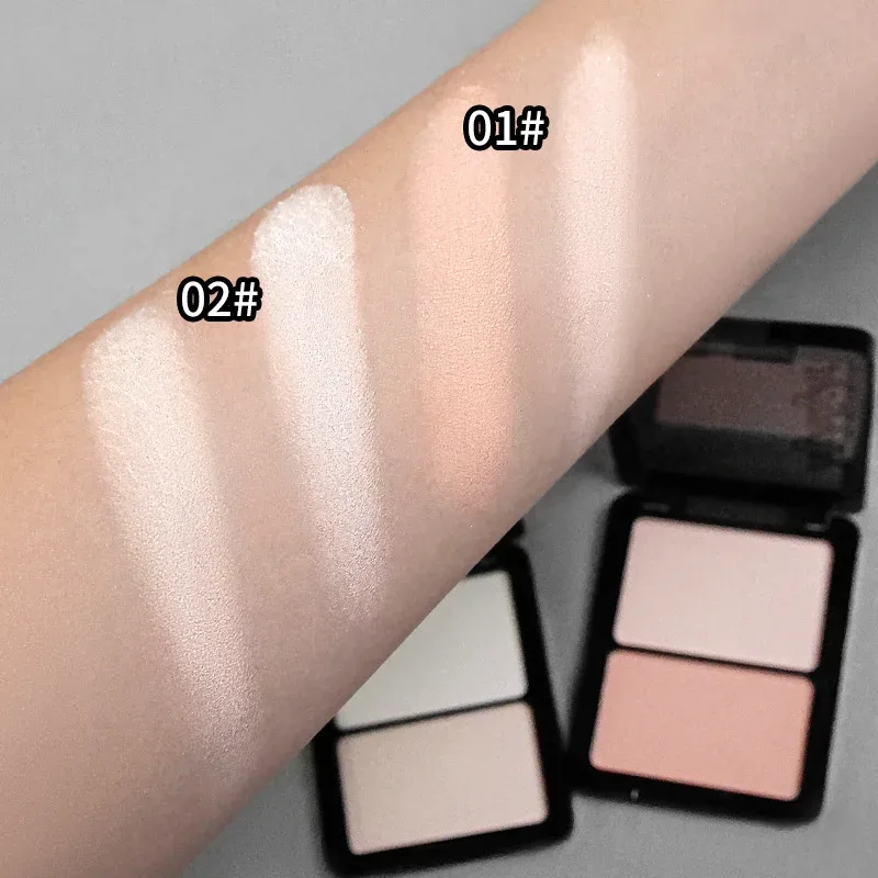 Two Color Highlight & Eye Shadow Powder Delicate Natural Lightweight Matte Finish Eyeshadow Soft Focus Face Brightening Makeup