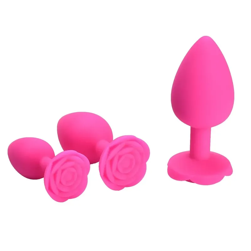 Rose Flower Siliconen Anale Kralen Butt Plug Set Kleine Medium Grote Anale Plug Sieraden Anale Trainer Dildo Anus Seksspeeltje Mannen Vrouwen Gay