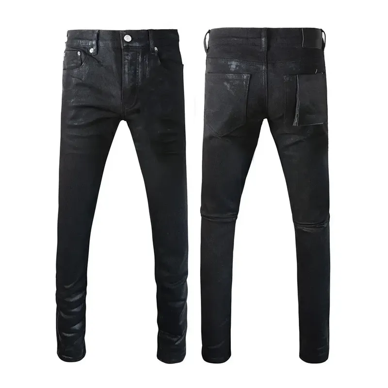 Jeans Men Fashion Classic style Retro Wash black paint Hole Repair Low Rise Stretch Skinny Pleated Ripped Frayed Jeans Trousers — image 11