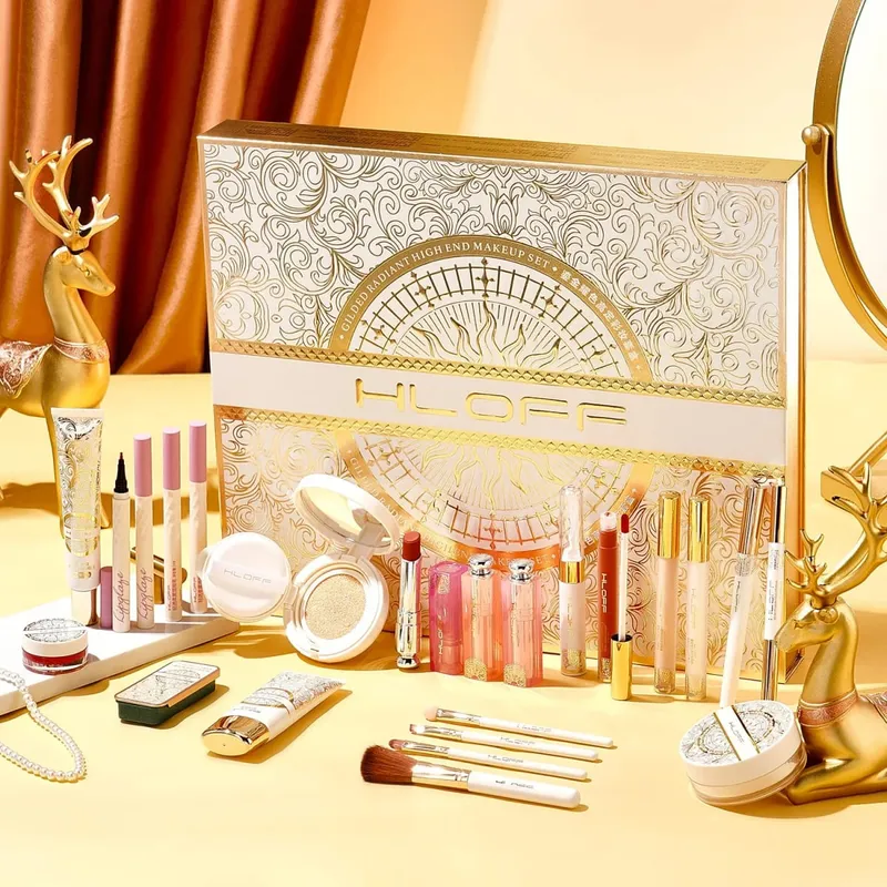 Makeup Gift Set Complete Cosmetics Kit Lipstick Blush Pressed Powder & Loose Powder Perfume Full Face Beauty Collection