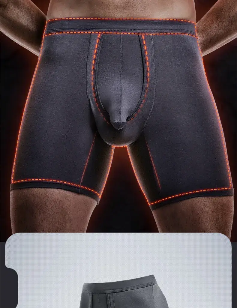 Mens Underwear Modal Boxers Shorts Homme Solid Panties Breathable Separation Bullet Pouch Long Leg Underpants Large Size XL-6XL — image 3