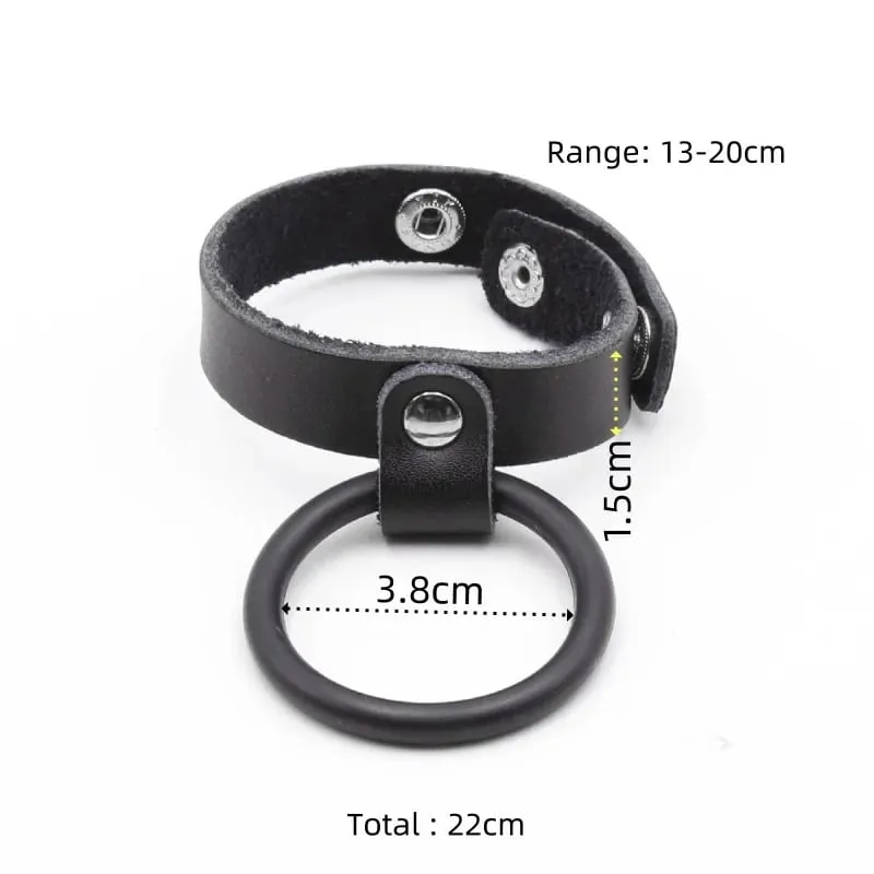 Multi Level Adjustable Semen Leather Cock Ring with Bondage Penis Loop for Men Dick Display Large Delay Ejaculation Sex Toys