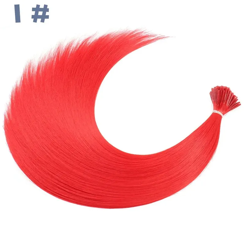 50 Strands/Pack Synthetic Colored I-Tip Stick Hair Extensions Straight Hair 16 Inch For Women High Temperature Fiber Hairpieces