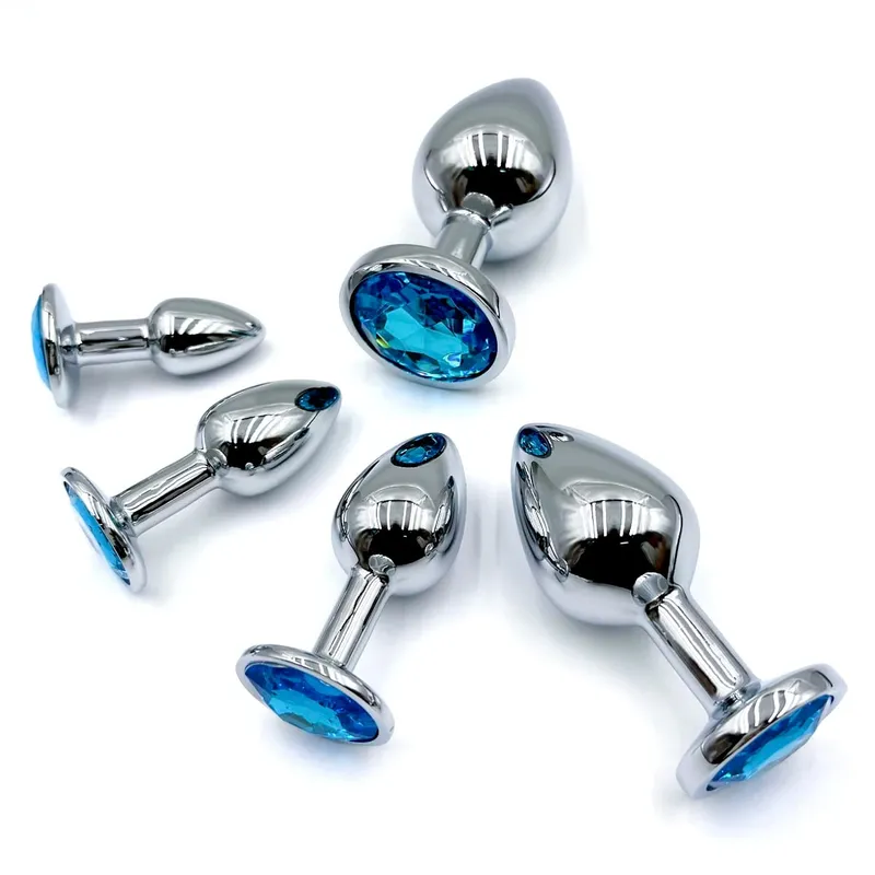 Metal Anal Plug With Gem Base Beginner To Expert 5 Size Butt Plug G-Point Massage Dildos Female/Male Couples Adult Sex Toys
